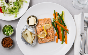 Wild Koho Salmon, pan fried and topped with Greek spices